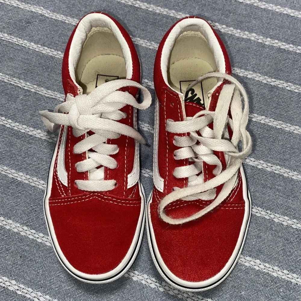 Vans Kids 13 Red Lace Up Old Skill Skate‎ Shoes Unisex